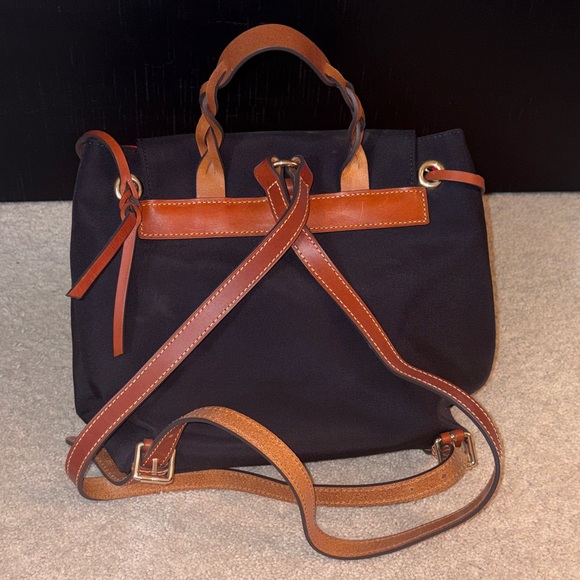 Dooney & Bourke Black Backpack with Tan Leather Accents - Picture 2 of 5
